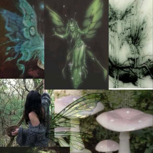 custom complex dark fairy core necklace (greens, black, etc)