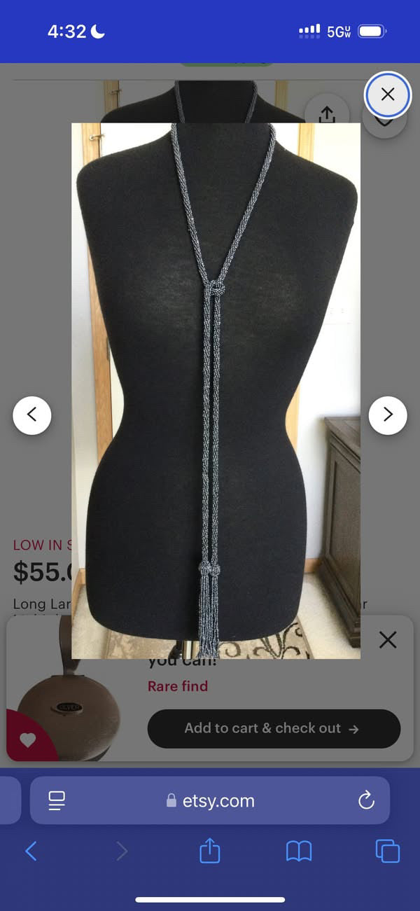 custom complex long 1920s necklace (with black)