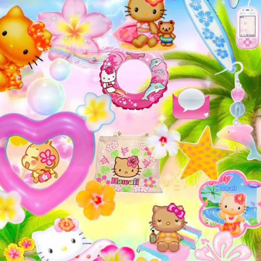 custom complex matching hawaiian hello kitty necklace