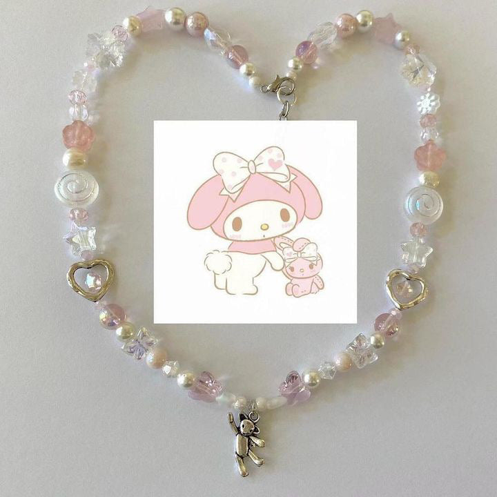 my melody teddy bear necklace