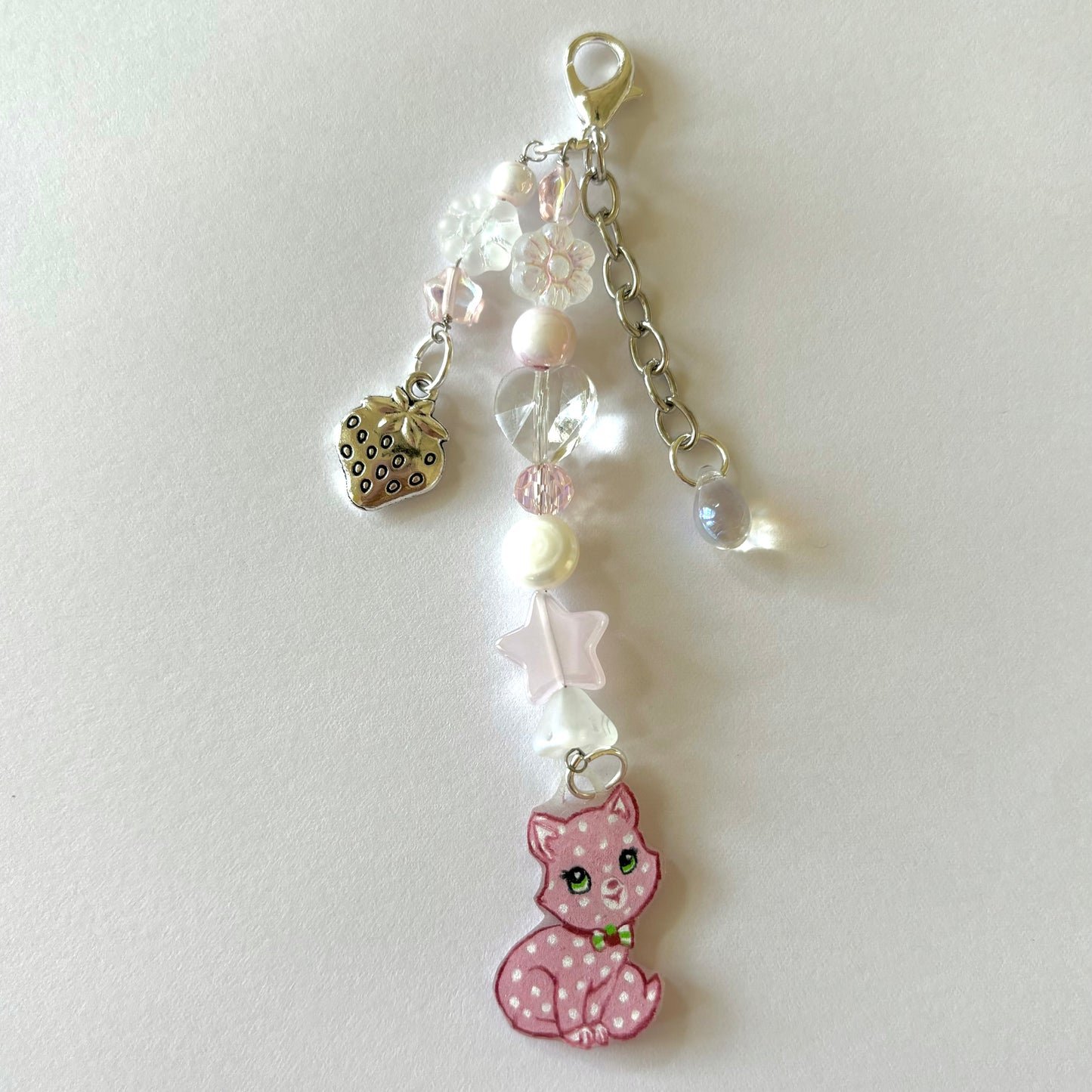 custard strawberry shortcake keychain