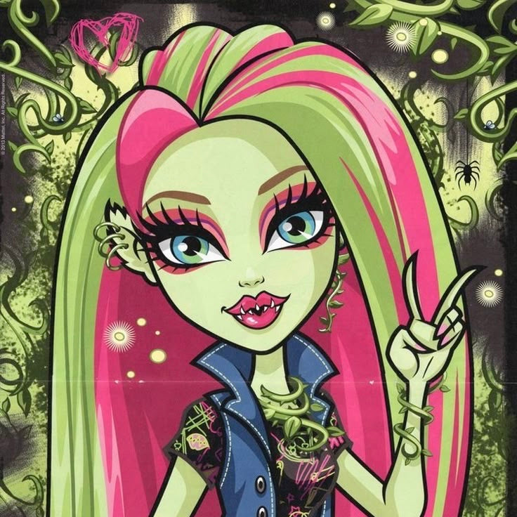 custom venus flytrap monster high necklace (pink, green, black, silver/clear)