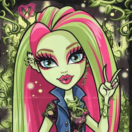 custom venus flytrap monster high necklace (pink, green, black, silver/clear)