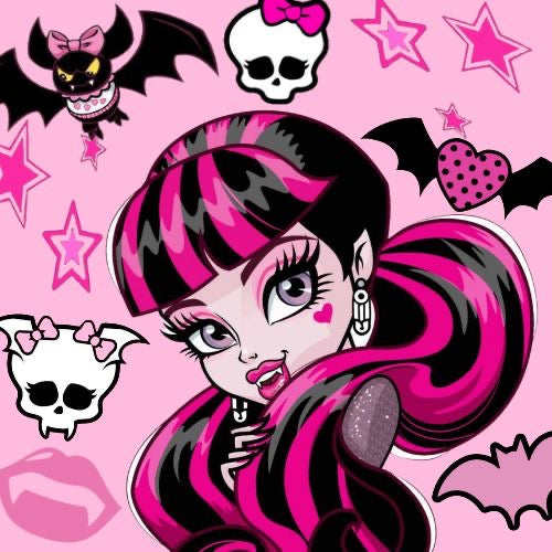 custom draculaura keychain + phonecharm ^ set (pink, black)