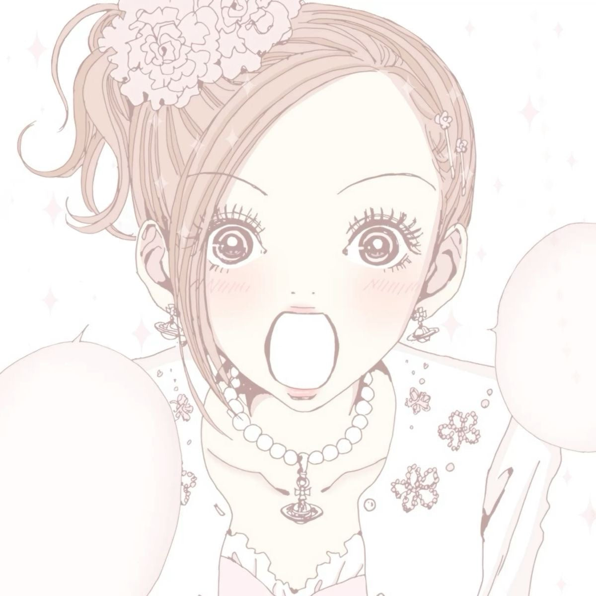 custom nana necklace (pink, white)