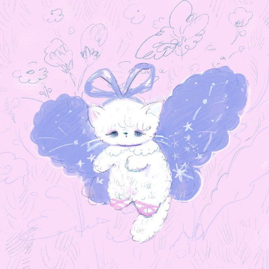 custom dark fairy keychain (light pink, black, white, grey, green)