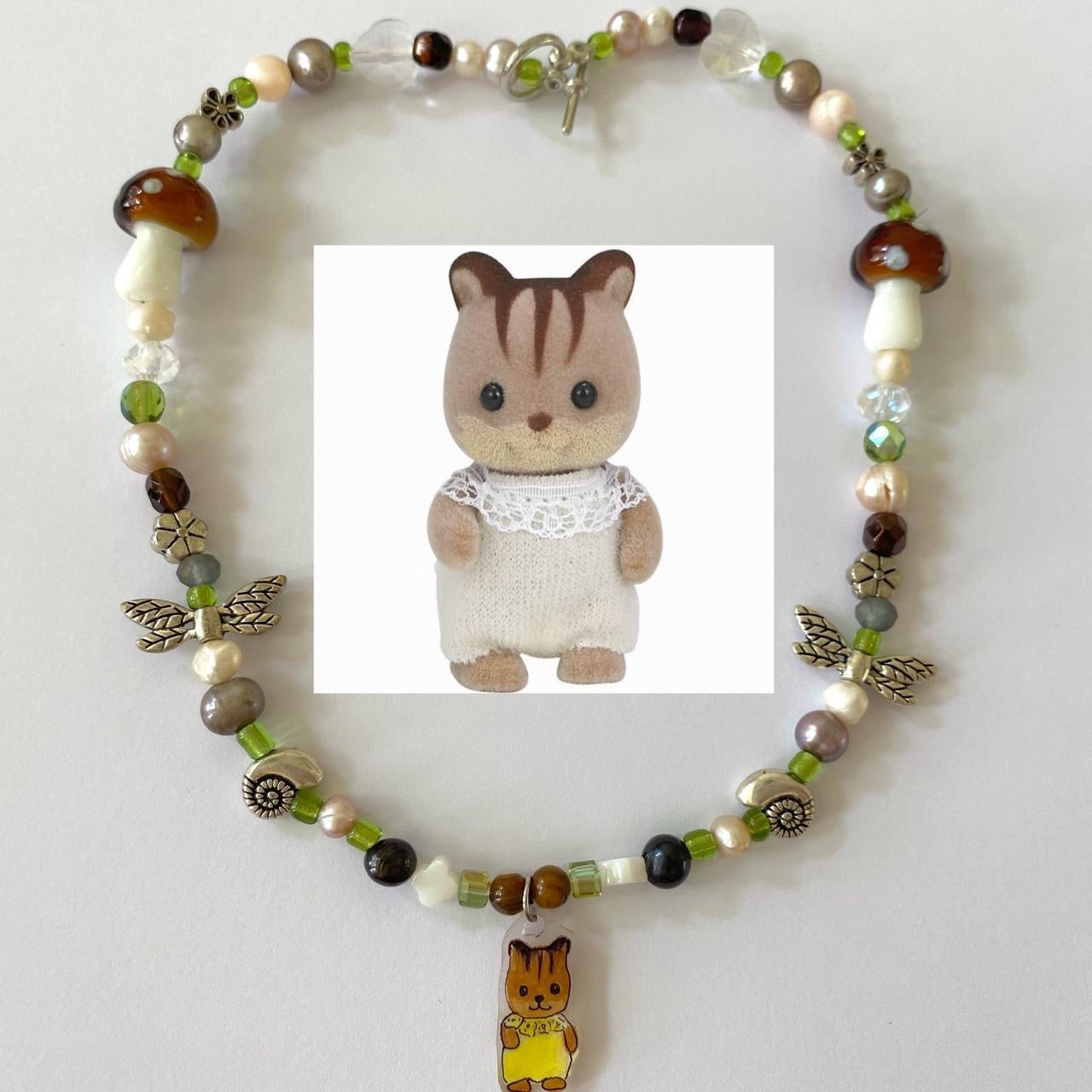 calico critters chipmunk forest necklace