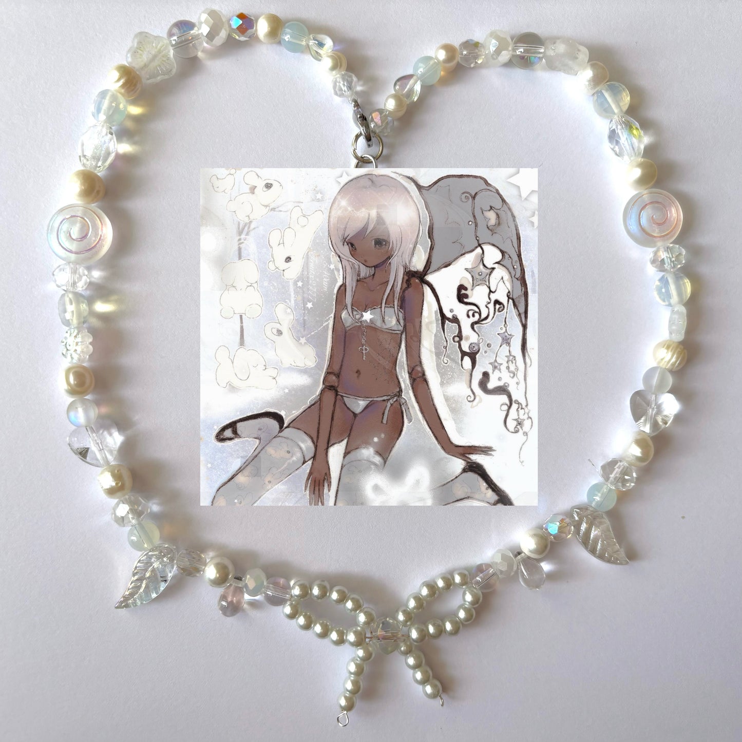 angel ribbon grunge necklace