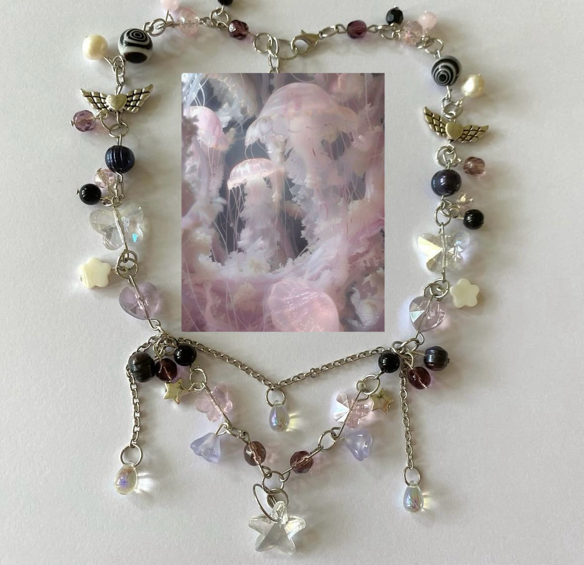 custom complex lilac jellyfish necklace