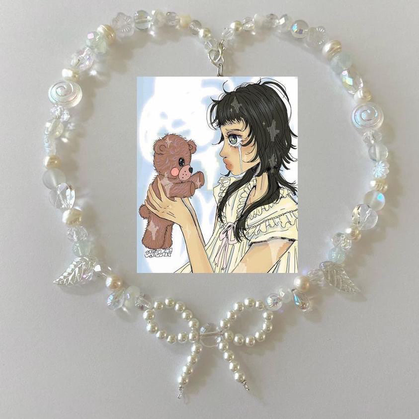 teddy ribbon necklace