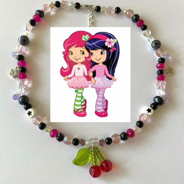 cherry jam strawberry shortcake necklace