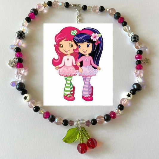 cherry jam strawberry shortcake necklace
