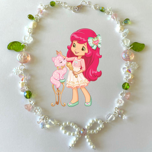 strawberry shortcake ribbon necklace