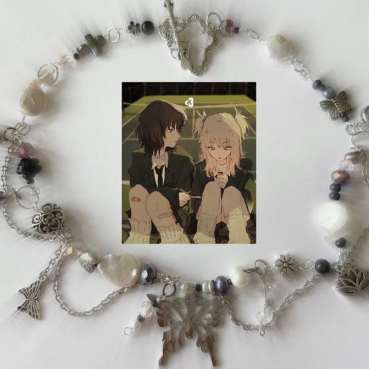 grunge butterfly complex necklace