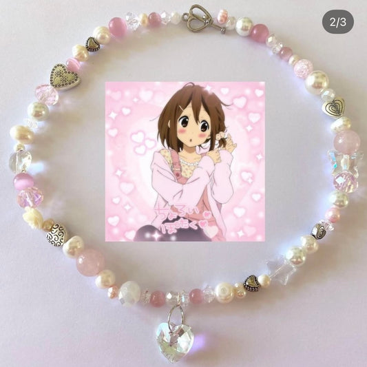 kawaii pink blush necklace