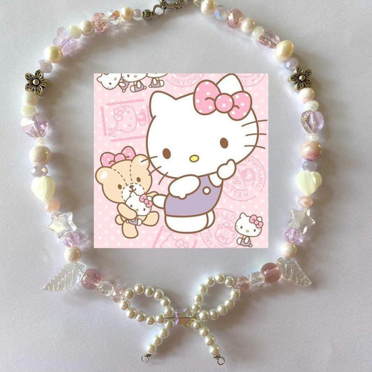 hello kitty pastel bow necklace