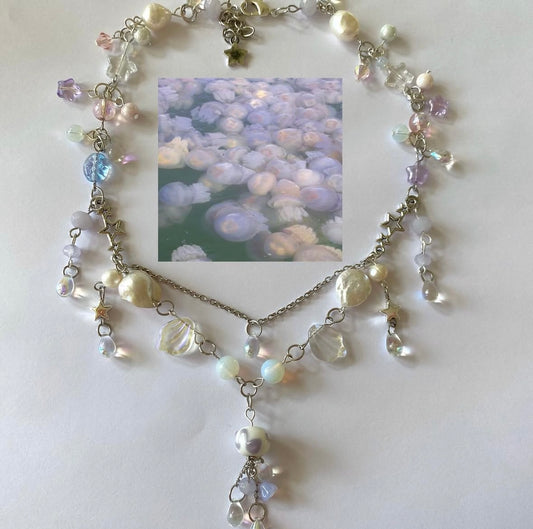complex blooming jellyfish necklace