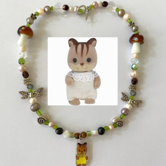 calico critters chipmunk forest necklace