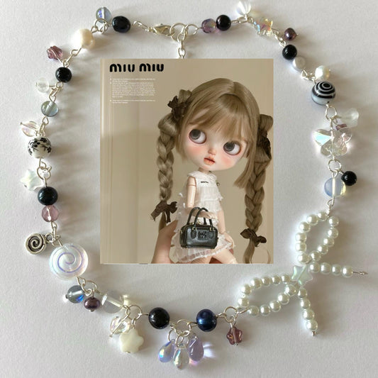miu miu blythe doll complex bow necklace