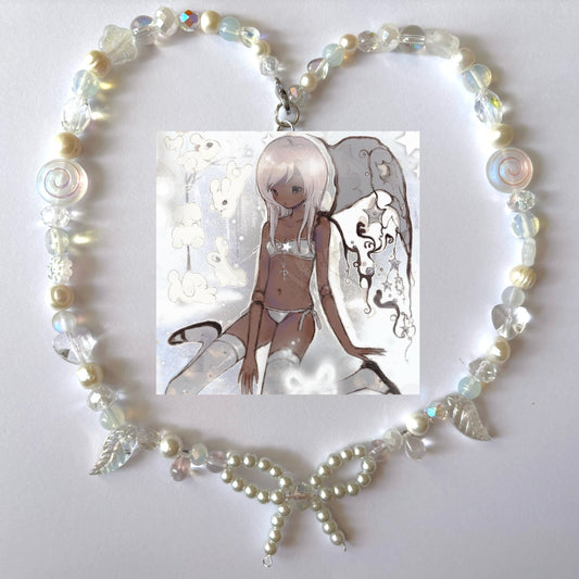 angel ribbon grunge necklace