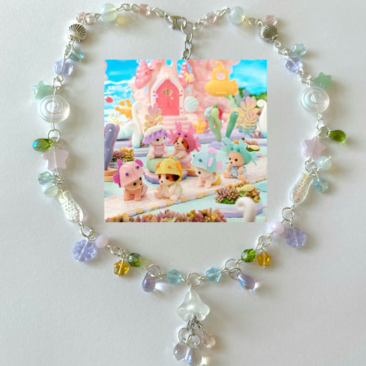 calico critters “bubble mermaid babies” complex necklace