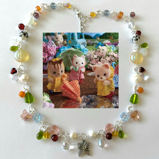 calico critters “rainy day fun” complex necklace