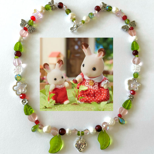 calico critters “ladybug love bunnies” necklace
