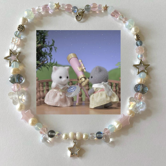 calico critters “star watching kitties” necklace
