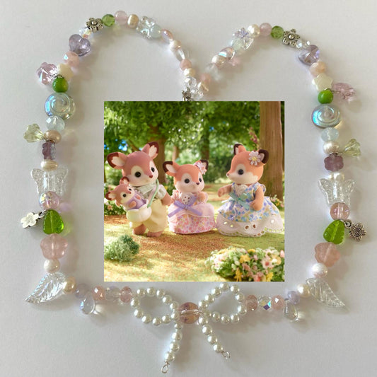 calico critters “garden fawn friends” necklace