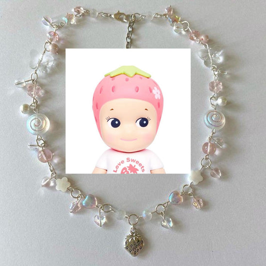 korean strawberry sonny angel necklace