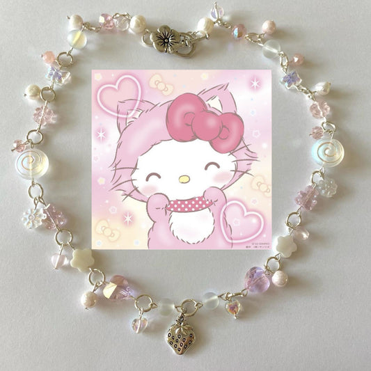 strawberries and cream hello kitty complex necklace