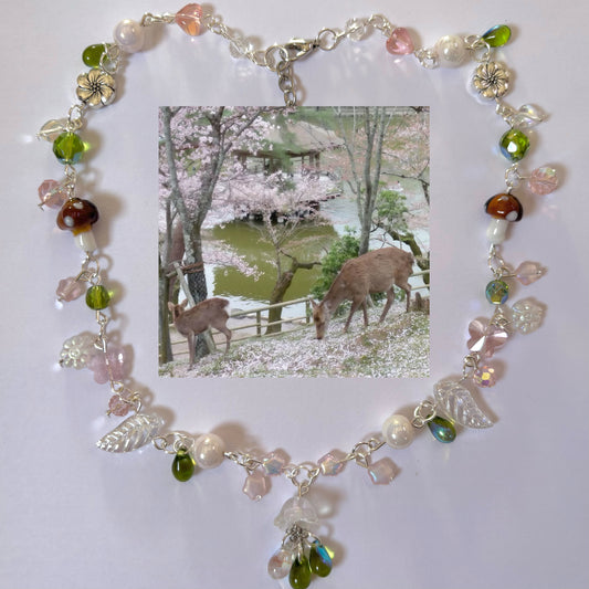 cherry blossom fawn necklace