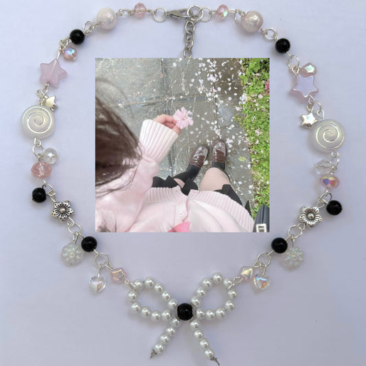 cherry blossom bow necklace